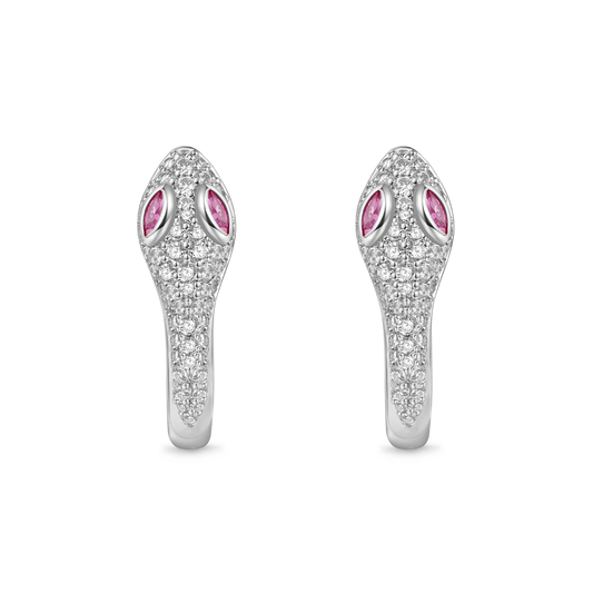 Gnoce White Diamond Snake Huggie Hoop Earrings_1