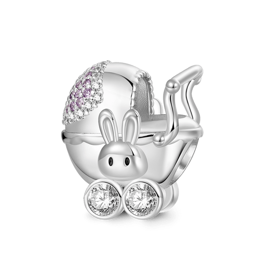 Gnoce Cute Bunny Baby Carriage Engravable Charm_1