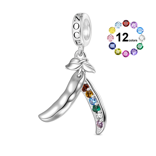 Gnoce Personalized Birthstone Six Peas in a Pod Pendant Dangle Charm_1