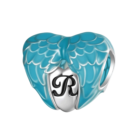 Gnoce Engravable Blue Glow-in-the-Dark Wings Heart Charm_1