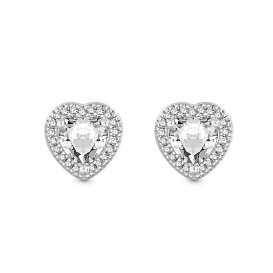 Gnoce Brilliant Heart Diamond Halo Stud Earrings_1
