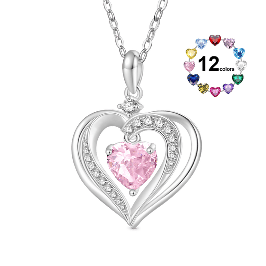 Gnoce Forever Love Heart Birthstone Necklace_1