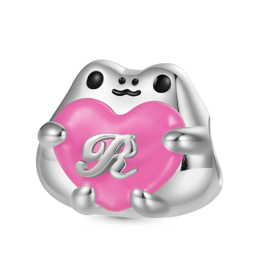 Gnoce Engravable Cute Frog Embraces Heart Charm_1