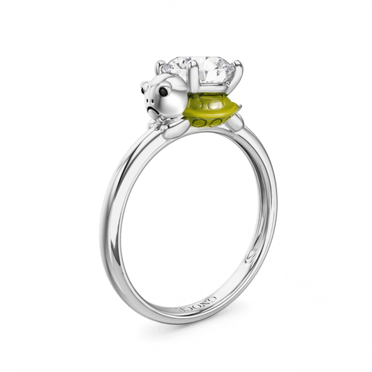 Gnoce Turtle Embraces Moissanite Round Cut Ring_1