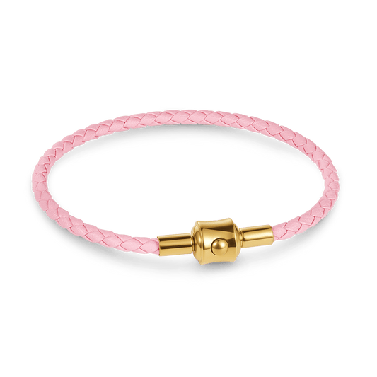 Gnoce Pink Cylindrical Snap Basic Bracelet with 2 Pieces of Stoppers_1