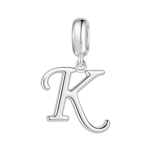 Gnoce "Kiss, the gift of Love"  Letter K 925 Sterling Silver Dangling Charm Great for Bracelet, Choker, Necklace_1