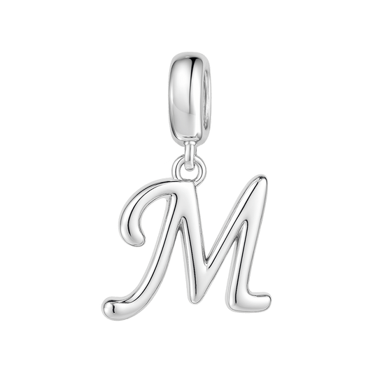 Gnoce "Make You Feel My Love "  Letter M 925 Sterling Silver Dangling Charm Great for Bracelet, Choker, Necklace_1