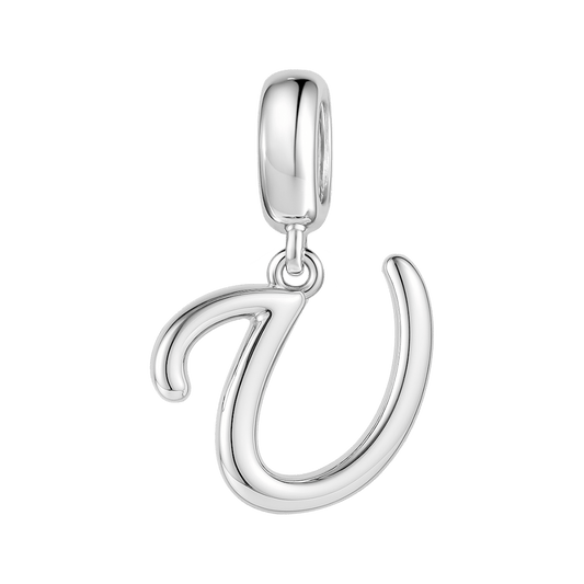Gnoce "Be Unique" Letter U 925 Sterling Silver Dangling Charm Great for Bracelet, Choker, Necklace_1