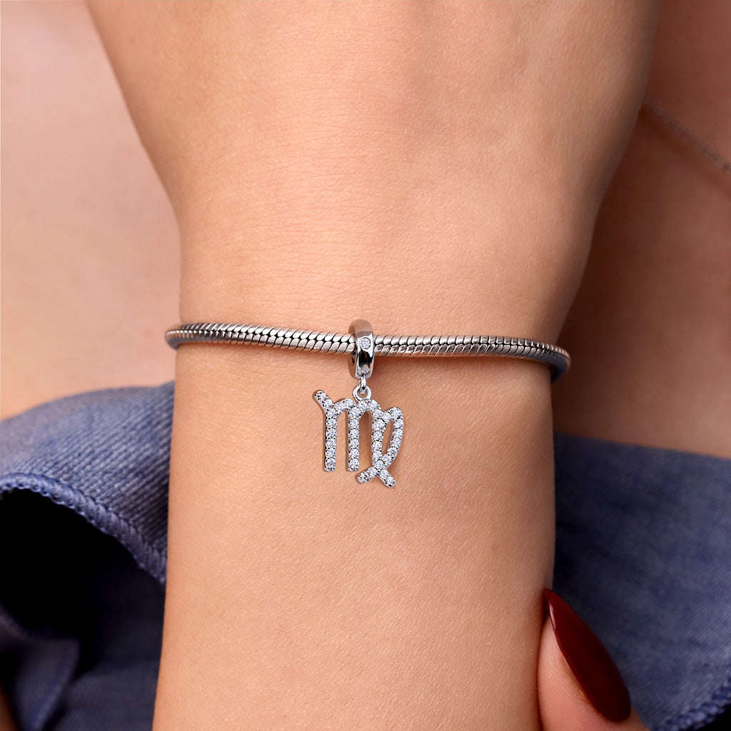 Gnoce "Remember Me in Your Heart" 925 Sterling Silver Virgo Charm Zodiac Sign Pendant With Cz For Bracelet_3