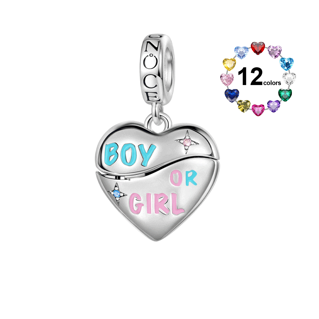 Gnoce Engravable Gender Reveal Birthstone Pendant Dangle Charm_1