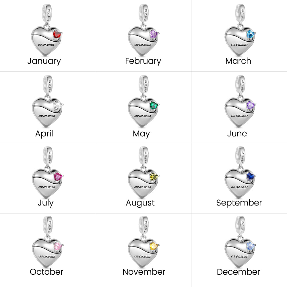 Gnoce Engravable Gender Reveal Birthstone Pendant Dangle Charm_7