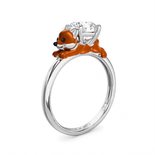 Gnoce Fox Embraces Moissanite Round Cut Ring_1