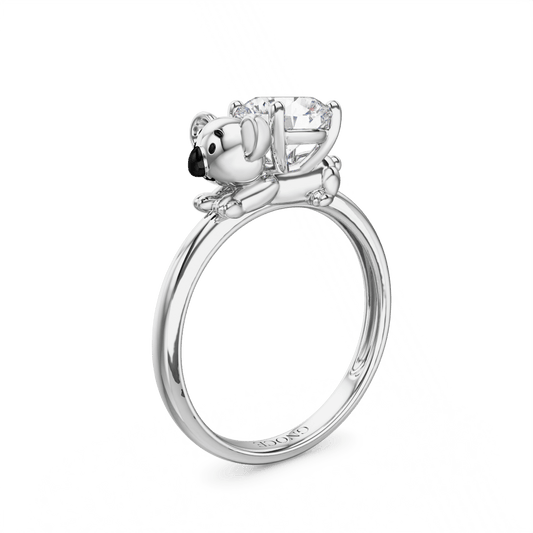 Gnoce Koala Embraces Moissanite Round Cut Ring_1