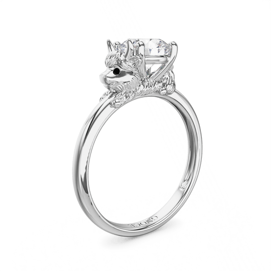Gnoce Highland Cow Embraces Moissanite Round Cut Ring_1