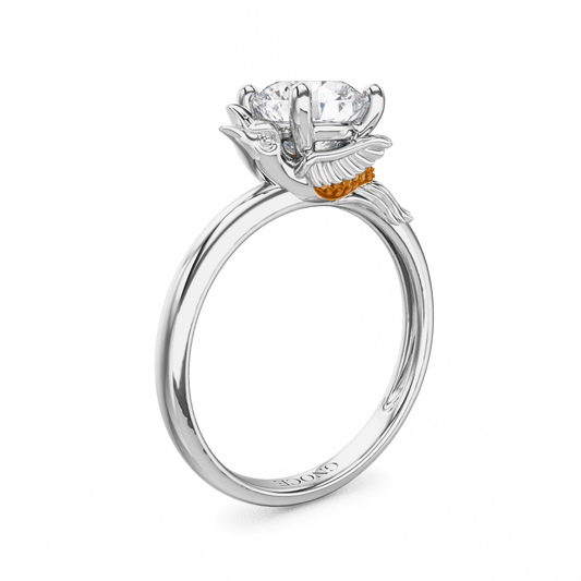 Gnoce Hummingbird Embraces Moissanite Round Cut Ring_1