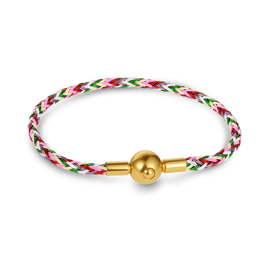 Gnoce Multicolor Round Snap Basic Bracelet with 2 Pieces of Stoppers_1