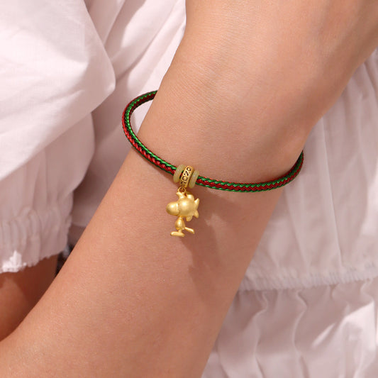 Gnoce Red & Green Cylindrical Snap Basic Bracelet with 2 Pieces of Stoppers_5