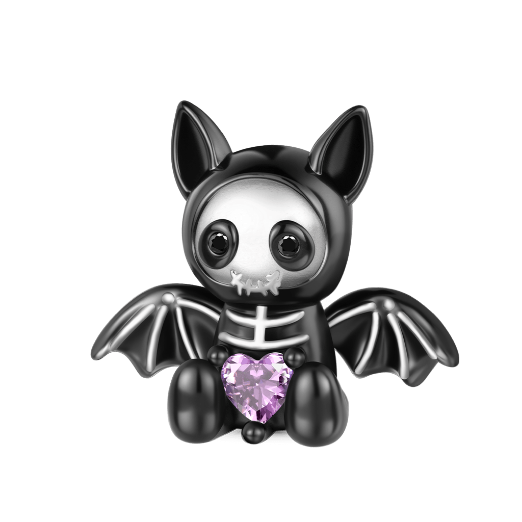 Gnoce Halloween Skull Bat Embrace Heart Charm_1