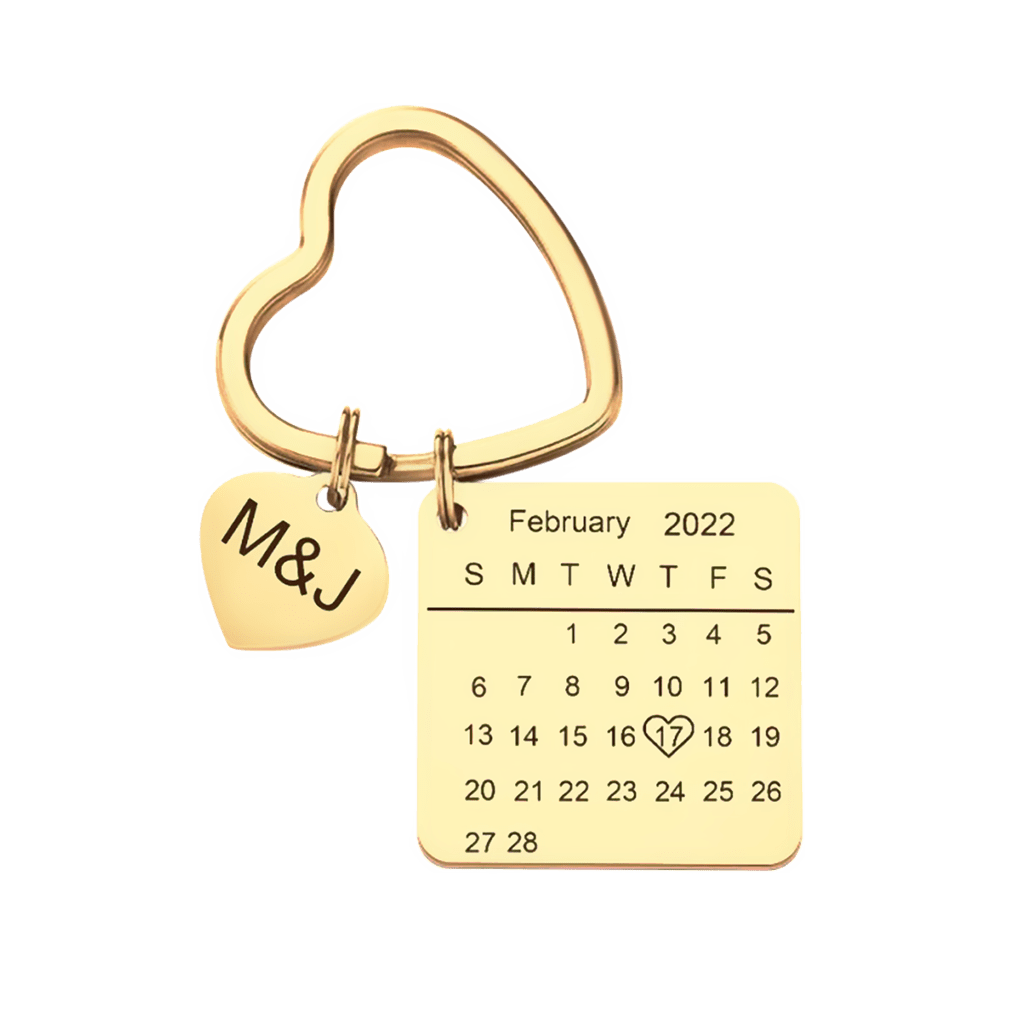 Gnoce Custom Engraved Calendar Heart Keychain_1