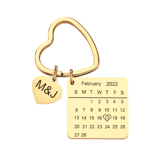 Gnoce Custom Engraved Calendar Heart Keychain_1