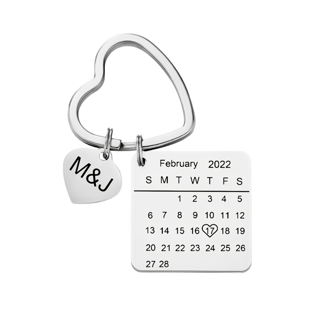 Gnoce Custom Engraved Calendar Heart Keychain_2