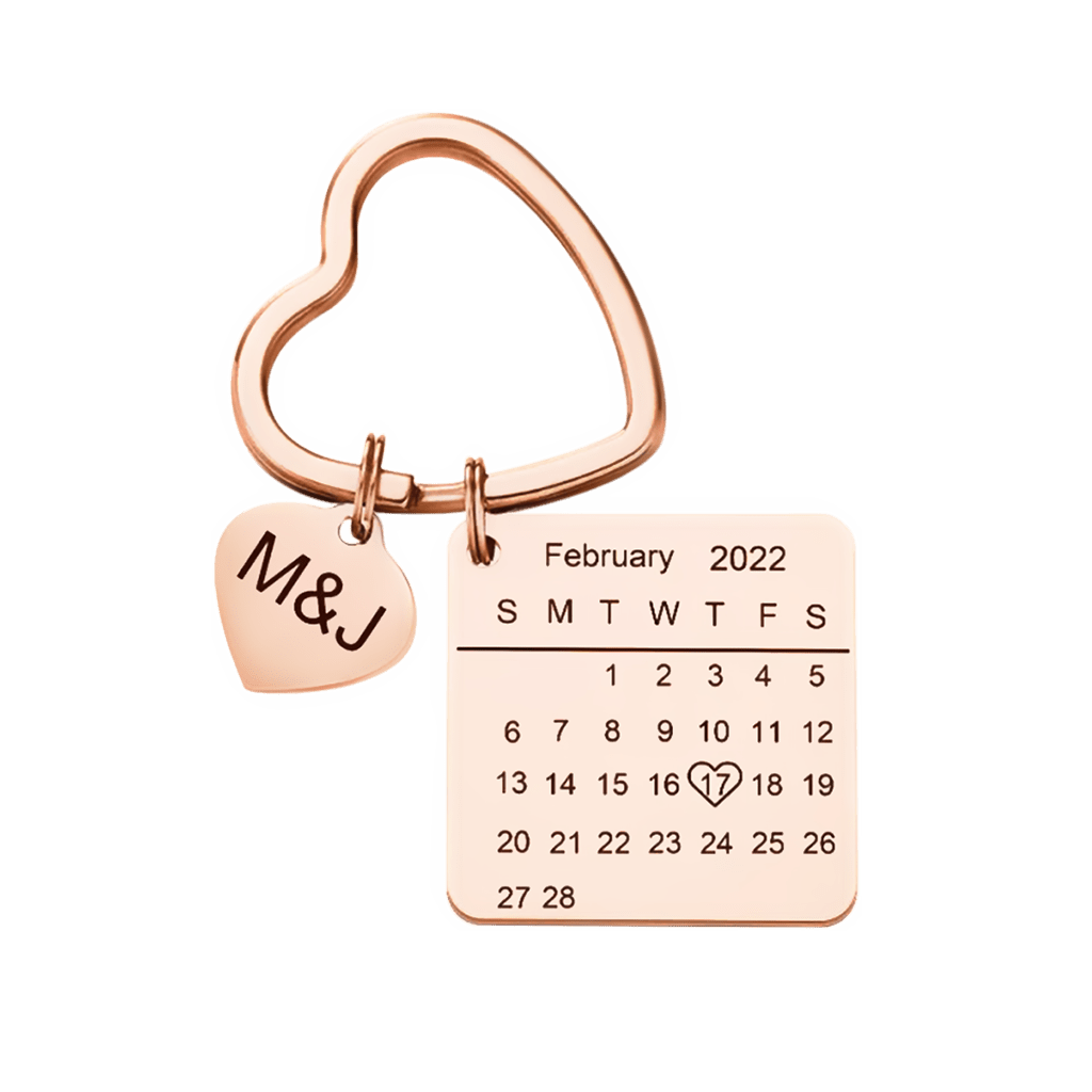 Gnoce Custom Engraved Calendar Heart Keychain_3