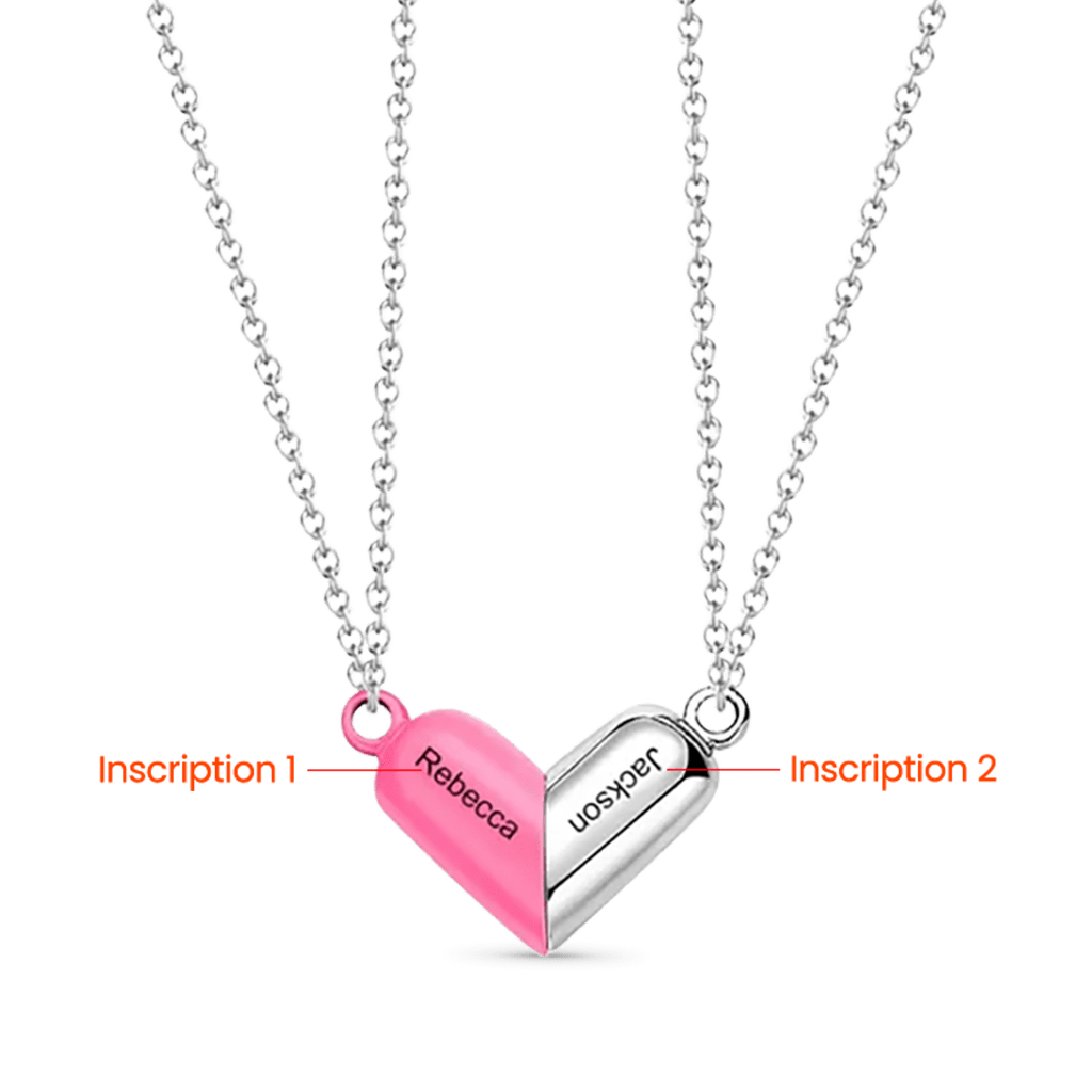 Gnoce Customized Engraving Name Rotating Deformation Magnetic Couple Necklace_3
