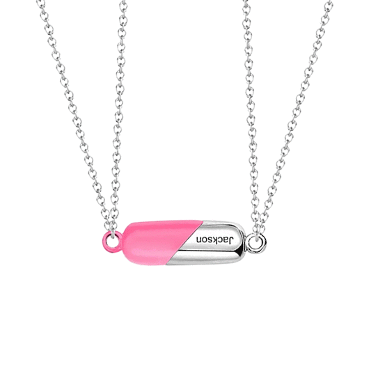 Gnoce Customized Engraving Name Rotating Deformation Magnetic Couple Necklace_1