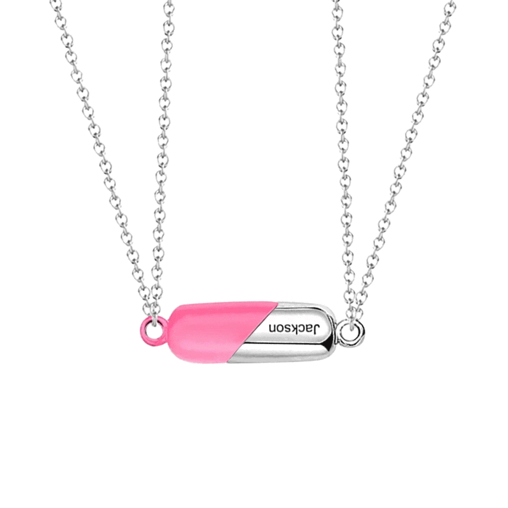 Gnoce Customized Engraving Name Rotating Deformation Magnetic Couple Necklace_1