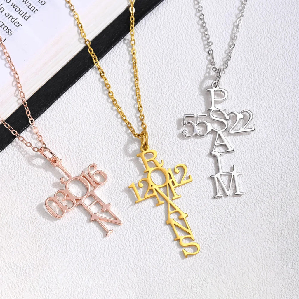 Gnoce Personalized Psalm Bible Verse Cross Necklace_3