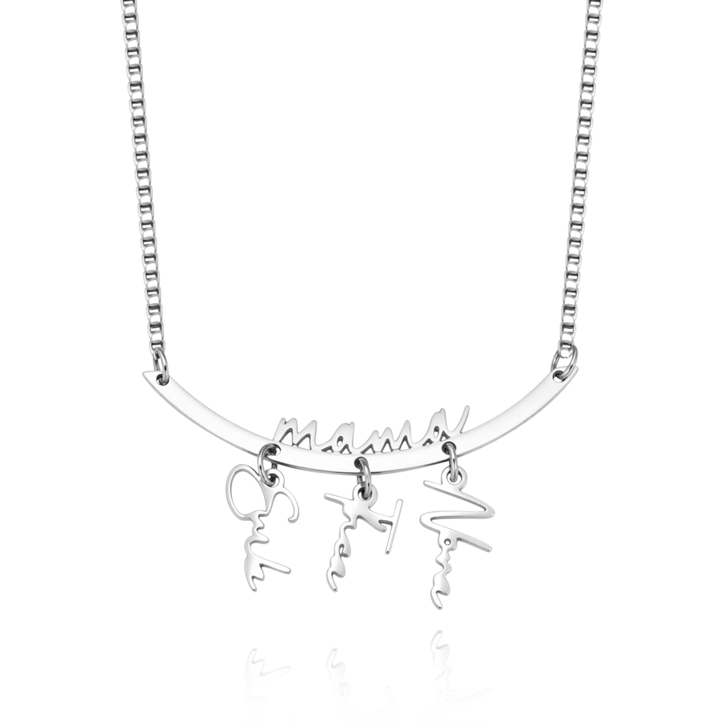 Gnoce Family Personalized Names Hanging Necklace with 1-7 Names_1