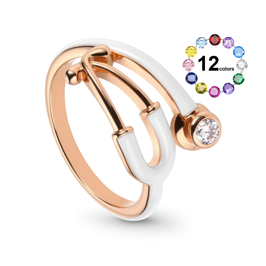 Gnoce Adjustable Stethoscope Enamel Birthstone Ring_1