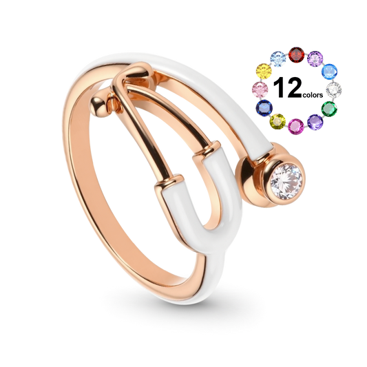 Gnoce Adjustable Stethoscope Enamel Birthstone Ring_1