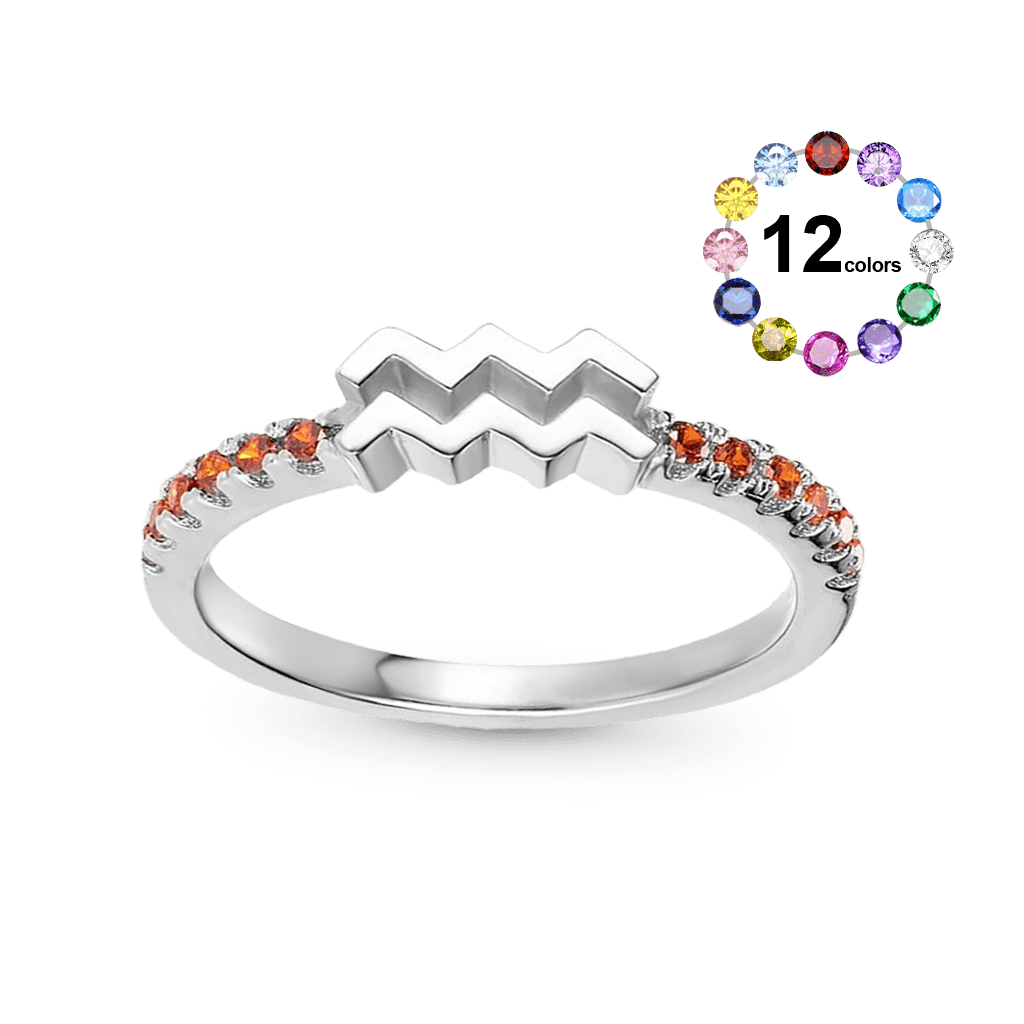 Gnoce Personalized Birthstone Zodiac Sign Constellation Ring_1