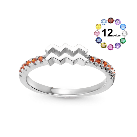 Gnoce Personalized Birthstone Zodiac Sign Constellation Ring_1