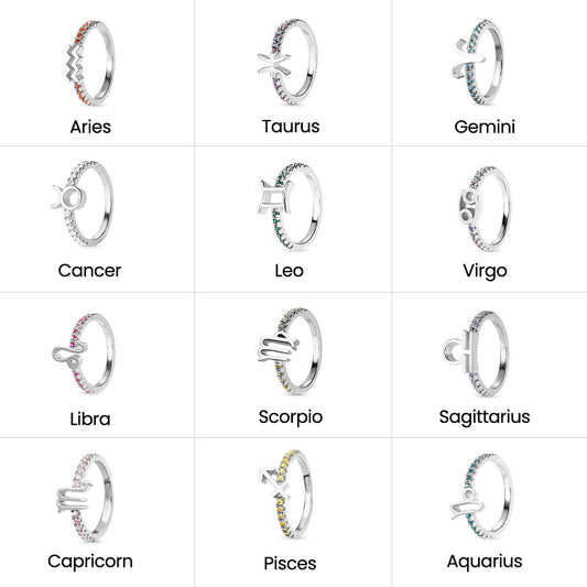 Gnoce Personalized Birthstone Zodiac Sign Constellation Ring_6