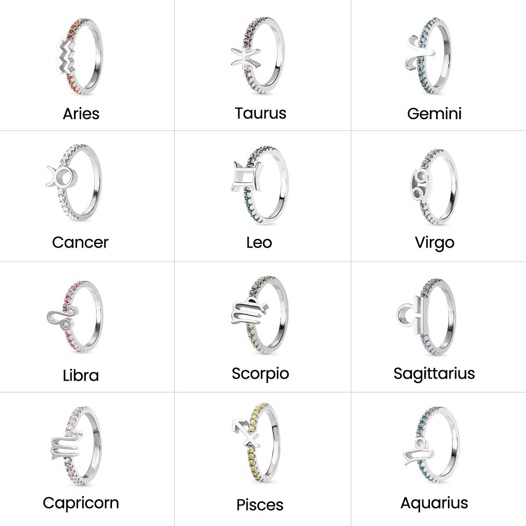 Gnoce Personalized Birthstone Zodiac Sign Constellation Ring_6