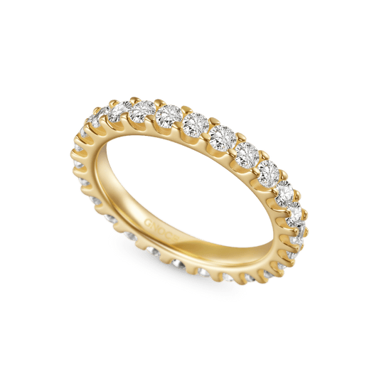 Gnoce 14K/10K Solid Gold Micro Pave Moissanite Eternity Ring_4