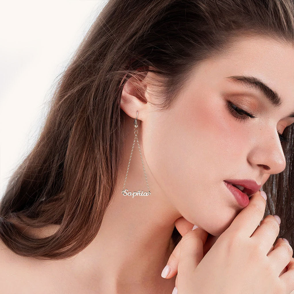 Gnoce Personalized Name Triangle Dangle Earrings_6