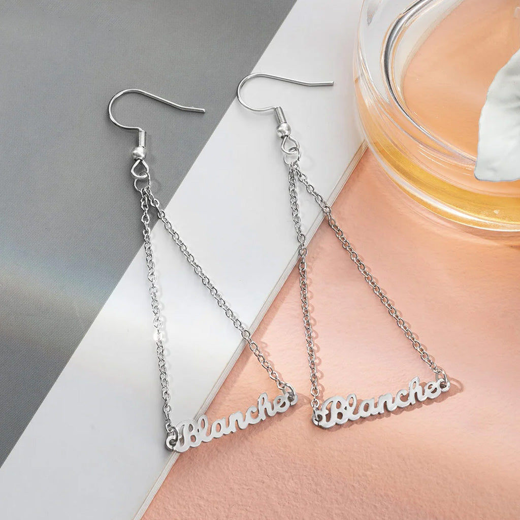 Gnoce Personalized Name Triangle Dangle Earrings_3