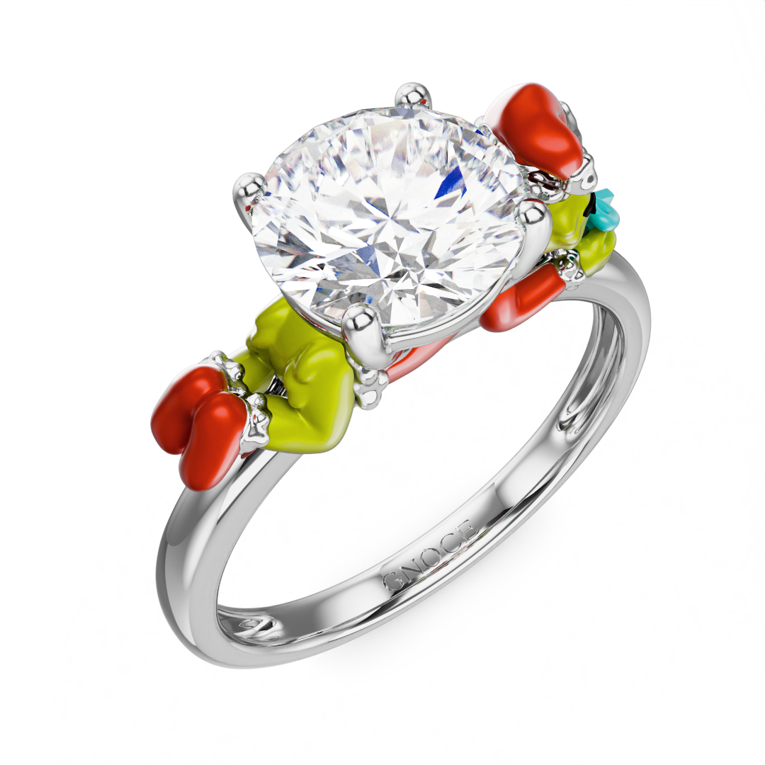 Gnoce Grinch Hug Gift White Moissanite Ring_3