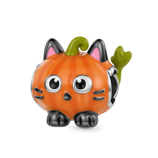 Gnoce Halloween Pumpkin Black Cat Charm_1