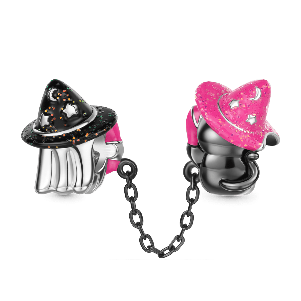 Gnoce Halloween Black Cat & Ghost Phone Call Charm_2
