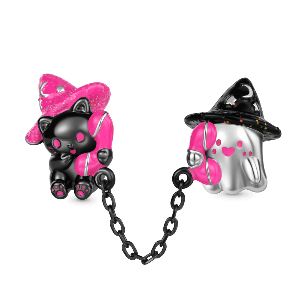 Gnoce Halloween Black Cat & Ghost Phone Call Charm_1