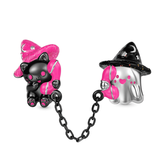 Gnoce Halloween Black Cat & Ghost Phone Call Charm_1