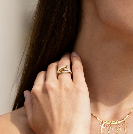 Gnoce Adjustable Stethoscope Enamel Birthstone Ring_3