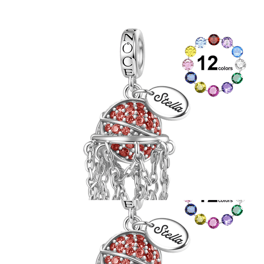 Gnoce Engravable Birthstone Basketball Hoop Pendant Dangle Charm_1