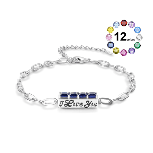 Gnoce Personalized Birthstone Engravable Name Bracelet_1