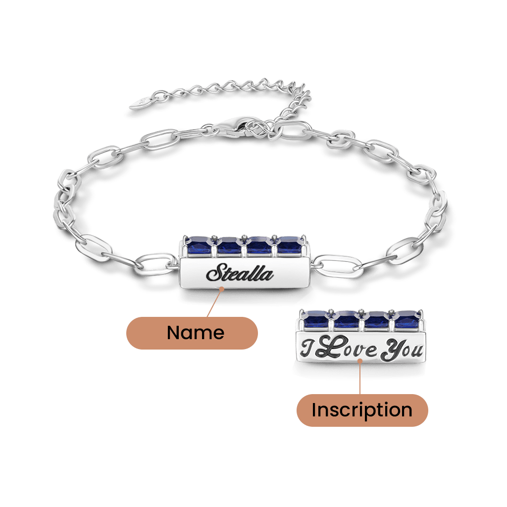 Gnoce Personalized Birthstone Engravable Name Bracelet_3