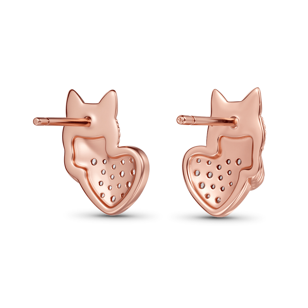 Gnoce Maine Coon Cat Embrace Heart Love Stud Earrings_4